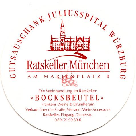 mnchen m-by ratskeller 2a (rund200-hg wei-bocksbeutel-u 4 zeilen text-rot) 